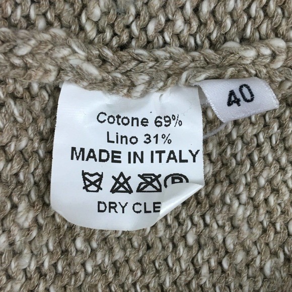 Amina Rubinacci Napoli Sweater 40 Tan Linen Made in Italy Cardigan Size Small - Picture 4 of 10